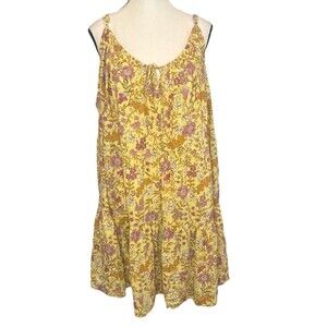 Old Navy Yellow Floral Cami Tiered Dress w/Pockets Summer Spring Plus Sz-3X NEW